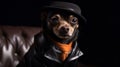 gangster dog chihuahua mafia on dark generative ai Royalty Free Stock Photo