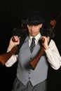 Gangster man in suit with gun Royalty Free Stock Photo