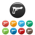 Gangster pistol icons set color Royalty Free Stock Photo