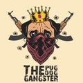 Gangster pug dog Print on T-shirts