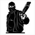 Gangster with a shotgun - Vector illustration isolated on white