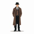 gangster style men with umbrella man in Peaky isolated illustration