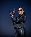 Gangster woman with gun Royalty Free Stock Photo