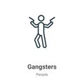 Gangsters outline vector icon. Thin line black gangsters icon, flat vector simple element illustration from editable people Royalty Free Stock Photo