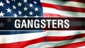 Gangsters on a USA flag background, 3D rendering. United States of America flag waving in the wind. Proud American Flag Waving,