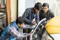 Gangtok, India, March 8 2017: Repair of the headlights on a car