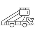 Gangway truck thin line icon, airlines concept, gangway to plane vector sign on white background, gangway truck outline