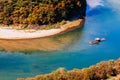 Boat rafting in Seogang river at Seonam village with autumn fore Royalty Free Stock Photo