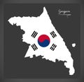 Gangwon map with South Korean national flag