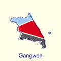 Gangwon map vector illustration on white background, detailed map of South Korea vector design template, national borders and