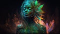 the ganja goddess 8k UHD HDR bio luminescent leaf light effect generative AI