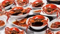 ganjang gejang ( raw gazami crabs marinated in sweet spicy soy sauce ), Korean food isolated on white background