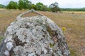 The Gannarves stone Ship is a tomb monument from the Bronze Age. Viking culture. Gotland. Royalty Free Stock Photo