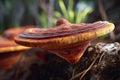 Ganoderma Lucidum aka Reishi mushroom in the forest. Generative Ai Royalty Free Stock Photo