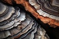 Ganoderma Lucidum - LingZhi Mushroom - close up, Experience rich textures with macro photography, showcasing intricate patterns of
