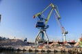 Ganrty cranes in the sea port on the coast of the Azov Sea