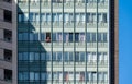 Ganshoren, Brussels Capital Region, Belgium - Colorful facade and windows of a social apartment block