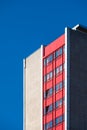 Ganshoren, Brussels Capital Region, Belgium - Colorful facades and windows of a social apartment block