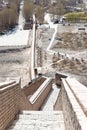 Overhanging Great Wall. a famous historic site in Gansu, China. Royalty Free Stock Photo