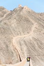 Overhanging Great Wall. a famous historic site in Gansu, China. Royalty Free Stock Photo