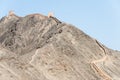 Overhanging Great Wall. a famous historic site in Gansu, China. Royalty Free Stock Photo