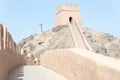 Overhanging Great Wall. a famous historic site in Gansu, China. Royalty Free Stock Photo