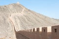 Overhanging Great Wall. a famous historic site in Gansu, China. Royalty Free Stock Photo