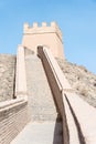 Overhanging Great Wall. a famous historic site in Gansu, China. Royalty Free Stock Photo