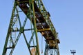 Gantry crane with hook for lifting and moving heavy cruz. Construction site. Royalty Free Stock Photo