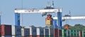 Gantry crane lifts a container at Inland Port Greer
