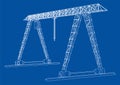 Gantry crane. Wire-frame. Vector EPS10 format Royalty Free Stock Photo