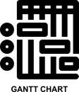 gantt chart, gantt, schedule, scheduling, timeline, project management outline icon