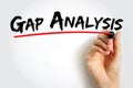 Gap Analysis - involves the comparison of actual performance with potential or desired performance, text concept background