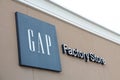 tor, canada - august 17, 2023: gap factory store outlet building clothing apparel logo sign on front of store 224 p 17 h