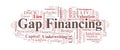 Gap Financing Word Cloud. Core Terms in Bridge Capital, Liquidity, and Shortfall Analysis Royalty Free Stock Photo