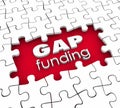 Gap Funding 3d Words Puzzle Pieces Hole Financial Need Shortfall