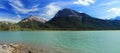 Canadian Rocky Mountains Landscape Panorama of Gap Lake in Bow River Valley near Canmore, Alberta, Canada Royalty Free Stock Photo