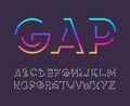 Gap line bold english font, graphical decorative alphabet