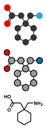 Gapapentin drug molecule. Used in treatment of seizures and neuropathic pain