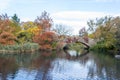 Gapstow bridge in a colorfull fall morning Royalty Free Stock Photo