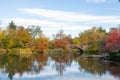 Gapstow bridge in a colorfull fall morning Royalty Free Stock Photo