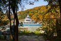 Gapyeong,South Korea-October 2020: Cruise ship with passengers to Nami Island at fall season in South Korea