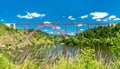 Garabit Viaduct, a railway bridge across the Truyere in France Royalty Free Stock Photo