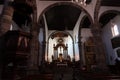 General view with the main altar and the pulpit of the Church of Santa Ana. Garachico, Tenerife, Spain