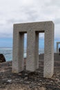 Garachico, Tenerife, Spain - April 12, 2022, Tensei Tenmoku, Puerta sin Puerta, sculpture.