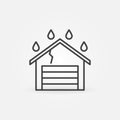 Garage Building Roof Leak vector Water Damage concept outline icon