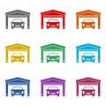 Garage car icon isolated on white background. Set icons colorful Royalty Free Stock Photo