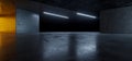 Garage Cement Sci Fi Concrete Grunge Dark Underground Studio hangar Parking Car Showroom Orange Blue Lights Modern Background