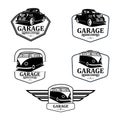 Garage classic and restoration and custom parts logo vector