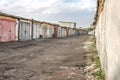 Deserted street with garages Royalty Free Stock Photo